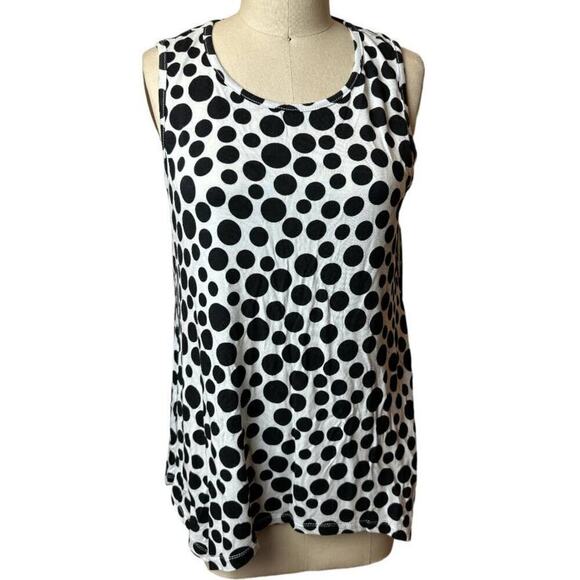 Multiples Black White Polka Dot Sleeveless Top Blouse Women's Size M NWT - Picture 1 of 5